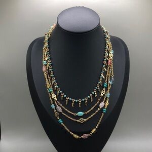 Curated bundle gold tone chain necklaces layered look RLR and More boho-trendy.